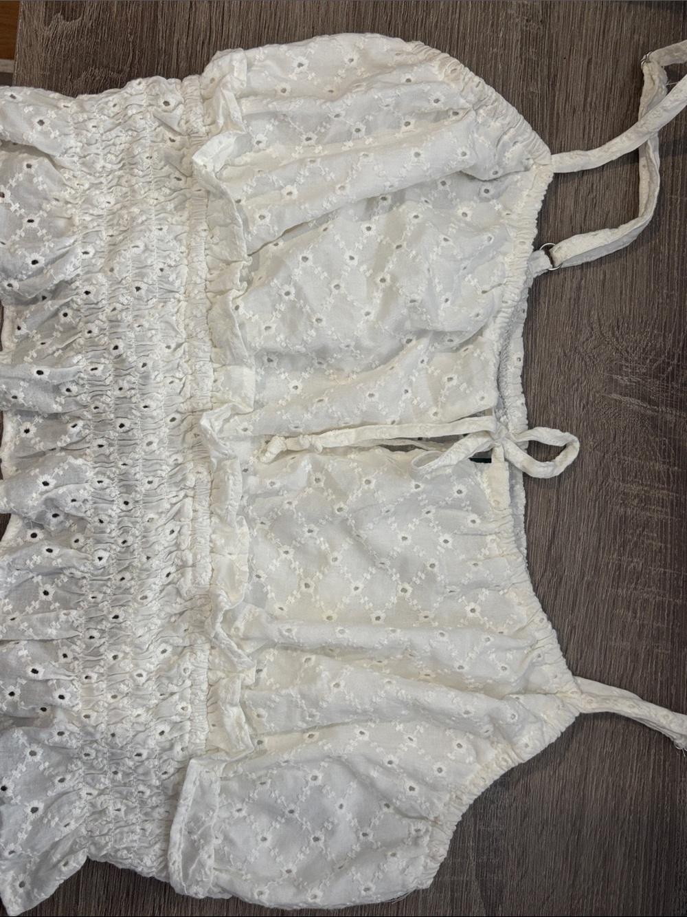 Eyelet Embroidered Crop Top in White